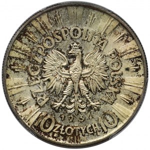 Piłsudski 10 złotych 1934 - PCGS MS62 - rzadki