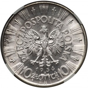 Piłsudski 10 złotych 1936 - NGC MS61