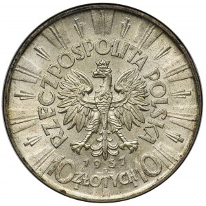Piłsudski 10 złotych 1937 - NGC MS61