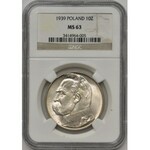 Piłsudski 10 złotych 1939 - NGC MS63