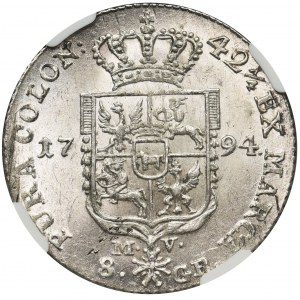 Poniatowski, Dwuzłotówka 1794 M.V. - 42 1/4 - NGC MS64