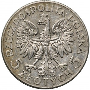 Głowa Kobiety 5 złotych 1932 Warszawa - rzadka 