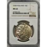 Piłsudski 10 złotych 1939 - NGC MS62