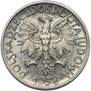 Rybak 5 złotych 1958 - wąska ósemka 