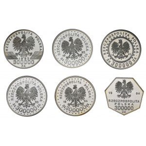 ZESTAW - 300.000 złotych 1993-1994 - różne typy (6szt.)