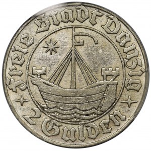 Wolne Miasto Gdańsk - 2 guldeny 1932 Koga - PCGS AU55 - rzadkie i ładne