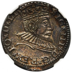 Zygmunt III Waza, Trojak Ryga 1591 - NGC AU58