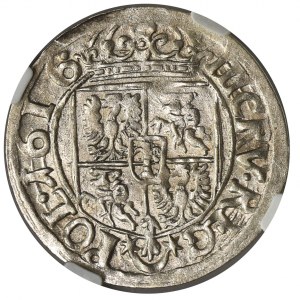 Zygmunt III Waza, Trzykrucierzówka Kraków 1616 z herbem Sas - NGC MS62