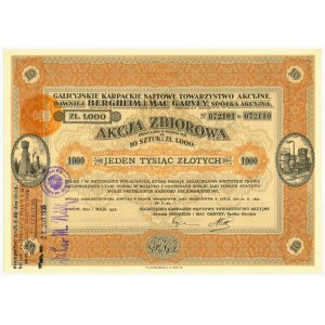 Galicyjskie Karpackie Naftowe Towarzystwo Akcyjne dawniej Bergheim & Mac Garvey, 10 x 100 złotych 1932