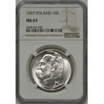 Piłsudski 10 złotych 1937 - NGC MS63 - piękny