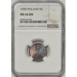 5 groszy 1939 - NGC MS66 BN