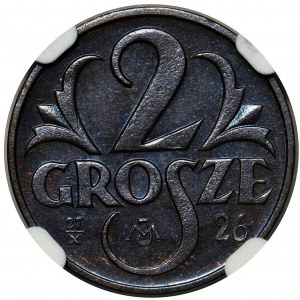 Próba 2 grosze 1925 brąz - NGC MS65 BN - RZADKOŚĆ