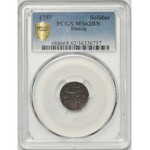 August III Sas, Szeląg Gdańsk 1757 - PCGS MS62 BN