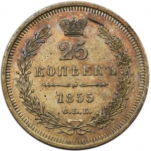 Rosja, Mikołaj I, 25 kopiejek 1855 СПБ НI, Petersburg