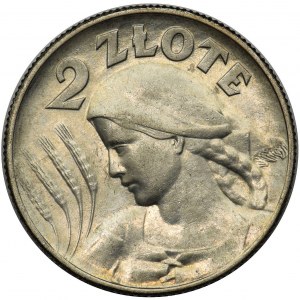 Kobieta i kłosy 2 złote 1925 (z kropką) Londyn 