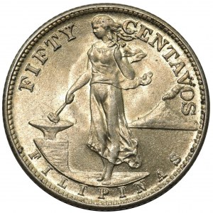 USA - Filipiny, pod zarządem USA, 50 centavos 1944 S, San Francisco, 