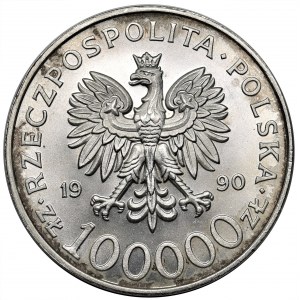 100.000 złotych 1990 Solidarność - drobny DESTRUKT - TYP A 