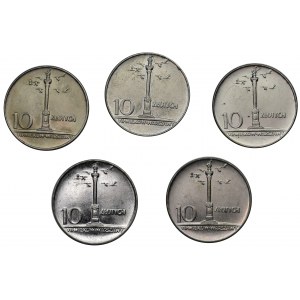 10 złotych 1966 Mała kolumna - Zestaw (5 szt.) - mennicze z banku
