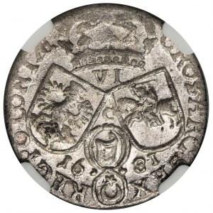 Jan III Sobieski, Szóstak Kraków 1681 popiersie w zbroi - NGC AU55