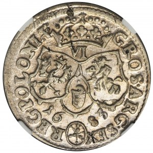 Jan III Sobieski, Szóstak Bydgoszcz 1683 TLB - herb Jelita - NGC AU58