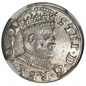 Stefan Batory, Trojak Ryga 1586 - NGC MS62