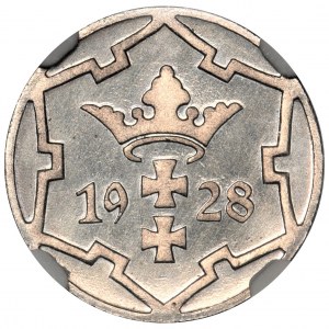 Wolne Miasto Gdańsk - 5 fenigów 1928 NGC PF65 CAMEO - stempel lustrzany - RZADKOŚĆ