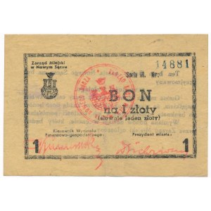 Nowy Sącz - Zarząd Miejski - 1 złoty 1945 - RZADKOŚĆ