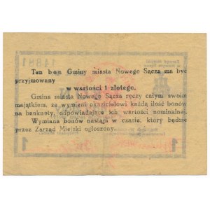 Nowy Sącz - Zarząd Miejski - 1 złoty 1945 - RZADKOŚĆ