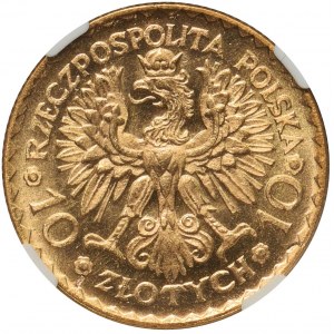 Chrobry 10 złotych 1925 - NGC MS65