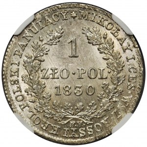 Królestwo Polskie, 1 złoty polski 1830 F.H. - NGC MS63 