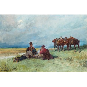 Adam Setkowicz (1875 Krakow - 1945 there), Cossacks on the steppe