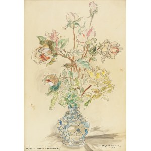 Maja Berezowska (1893 Baranowicze-1978 Warschau), Rosen in einer Nieborow-Vase, 1961.