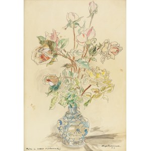 Maja Berezowska (1893 Baranowicze-1978 Warsaw), Roses in a Nieborov vase, 1961.