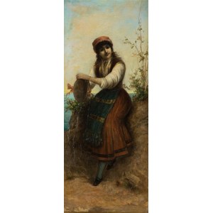 Egisto Ferroni (1835-1912), Girl with a tambourine