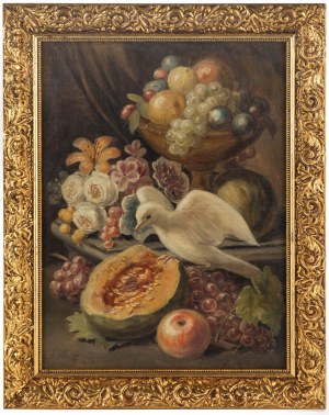 Leopold von Stoll (1808 - 1874 Wiedeń), Martwa natura z gołębiem, 1874 r.