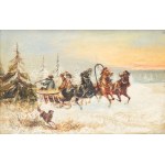Alfred Steinacker - Viorsky (1838 Oedenburg - 1914 Vienna), Pair of paintings - Three-horse sleigh.