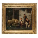 Adolf Eberle (1843-1914), Scena rodzajowa - Dzieci z barankami i psami