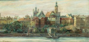 Władysław Chmieliński (1911 Warszawa - 1979 tamże), Widok na dawną Warszawę od strony Pragi