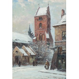 Wladyslaw Chmielinski (1911 Warsaw - 1979 there), View of the tower of the Church of the Visitation of the Blessed Virgin Mary in Warsaw