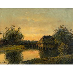 Wiktor Korecki (1890 Kamieniec Podolski - 1980 Milanówek), U vody při západu slunce