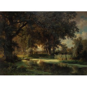 Adolf Dressler (1833-1881), Oaks by the Water (Eichen von wasser)