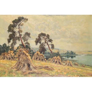 Willy Hermann (Spandau 1895 - 1963 Gatow), Landscape with sheaves