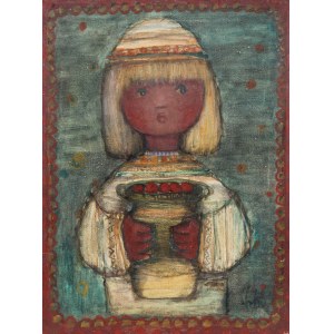 Maria Urban-Mieszkowska (1929 Siemiarz - 2000 Lublin), Dívka s ovocem, 1990.