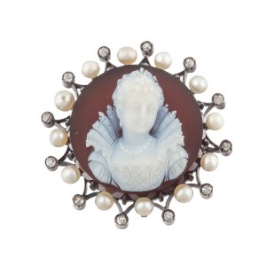 Brooch with cameo, France, late 19th century.