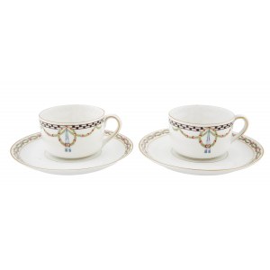 Pair of Art Nouveau cups with saucer, Carl Tielsch, Walbrzych - Stary Zdrój (Altwasser), 1900-1920.