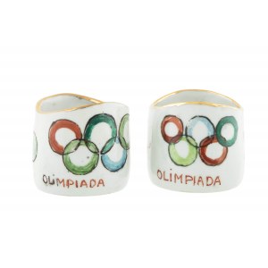 A pair of dishes with an Olympic theme, 1988.
