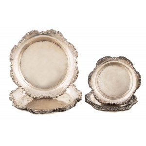 Set of 12 silver glass saucers, Cracow, first half of the 20th century.