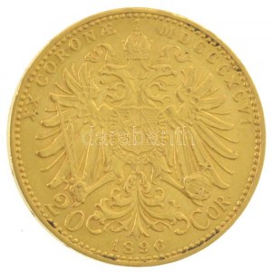 Ausztria 1896. 20K Au Ferenc József (6,77g/0.900) T:AU,XF apró ph / Austria 1896. 20 Corona Au Franz Joseph (6.77g...