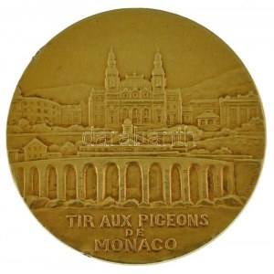 Monaco 1939. Monaco-i galamblövészet kétoldalas, peremén jelzett Au emlékérem, hátoldalán 20 Février 1939 ...