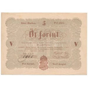 1848. 5Ft Kossuth bankó barna nyomat, alacsony négyjegyű Ax:1 5905 sorszámmal! T:XF / Hungary 1848. 5 Forint ...